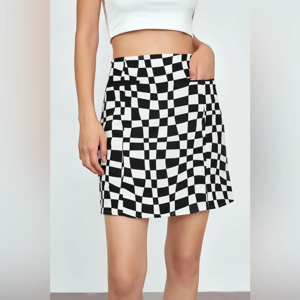 J.ING Black White Mini Skirt Size M NWT - Picture 7 of 7